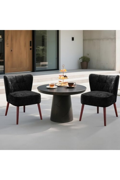 Modern Soft Chair–Button–Tufted Back,Upholstered Armchair,Wood Legs