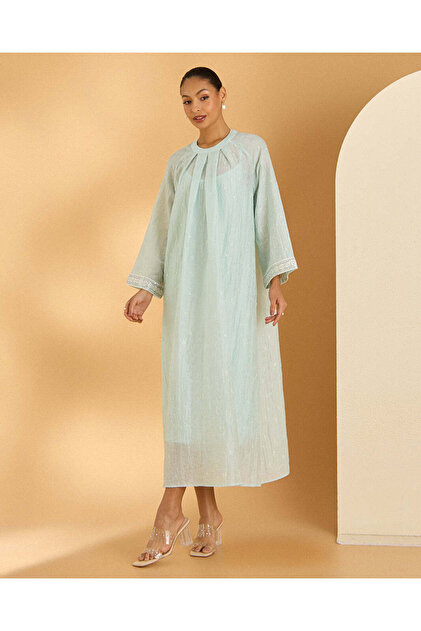Women Mint Embellished Lurex Dress
