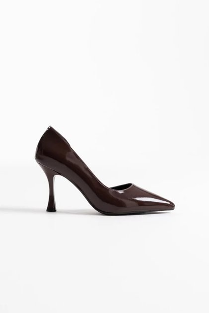 Women's Bitter Brown Patent Leather Heeled Shoes Tr08Ms45M