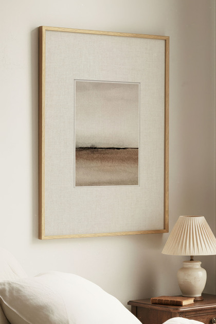 1 Piece Natural Wooden Framed Minimalist Landscape Vintage Painting