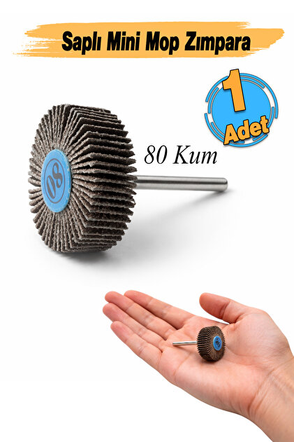 Badem10 (5 Adet) Saplı Pimli Mini 80 Kum Flap Yaprak Mop Zımpara
