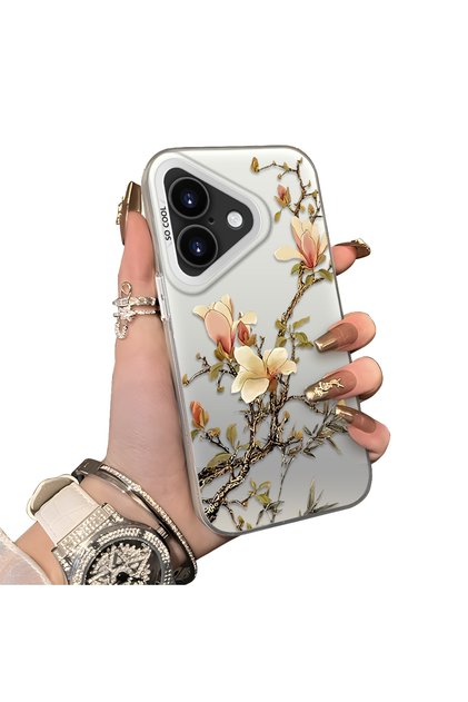 iPhone 17 Compatible Unbreakable Silicone Beautiful Floral Print Printed Cover Shock Absorbing Protection