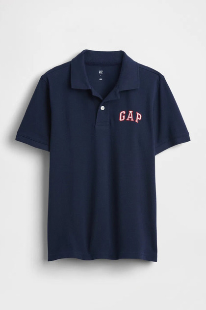 Boy's Logo Detailed Pique Navy Blue Polo T-Shirt