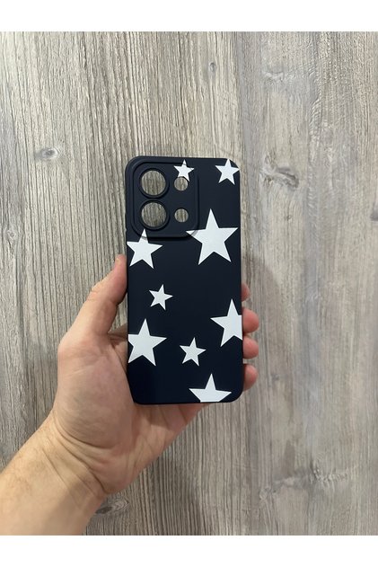 Redmi 15C Compatible Velvet White Star Dese Patterned Efon Case