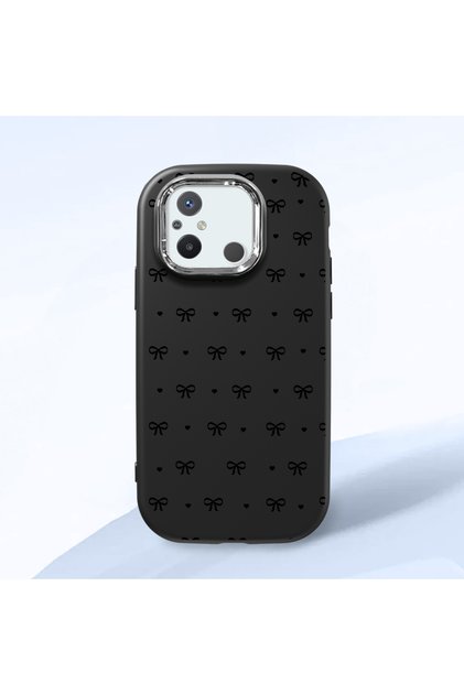 Redmi 12C Compatible Camera Protected Black Soft Silicone Phone Case Bowknot Patterned