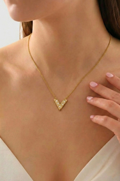Figured Zircon Stone Gold Bijouterie Necklace
