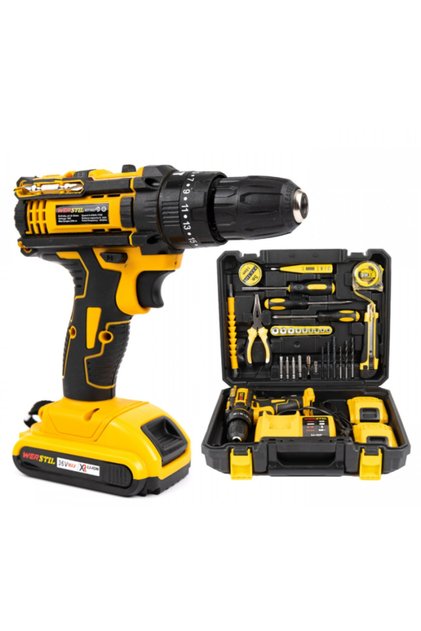 Set Bormașină cu Percuție 2x Baterii Li-Ion 36V 5Ah + 30 Accesorii