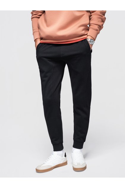Pánské tepláky, bavlněné černé jogging kalhoty OM-PABS-0305