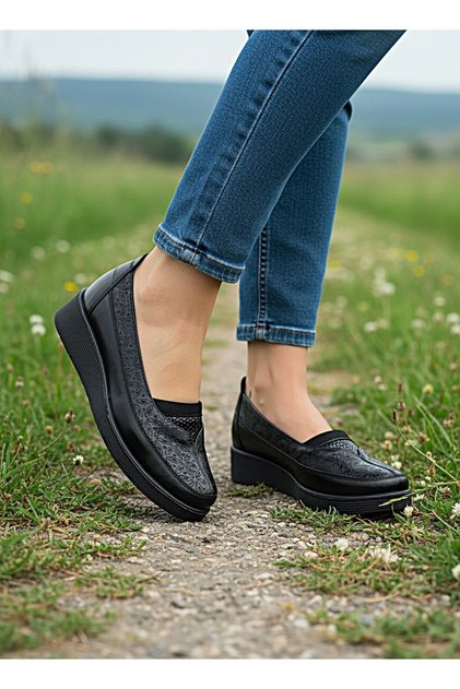 Full Orthopedic Padded Sole Laser Pattern Mother Women's B Ballet Flats Daily Shoes