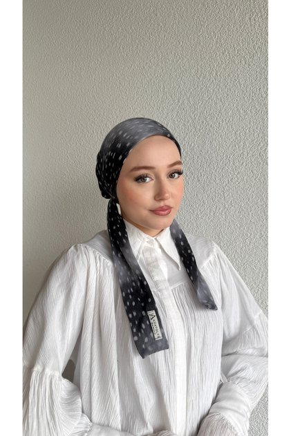 Anthracite Deer Pattern Cheesecloth Scarf Bonnet - Non-Slip, Anti-Sweat (Non-Slip)