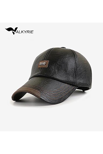 Deri Şapka Erkek Ayarlanabilir Premium Kalite Spor & Günlük Kullanım Baseball Cap Siyah