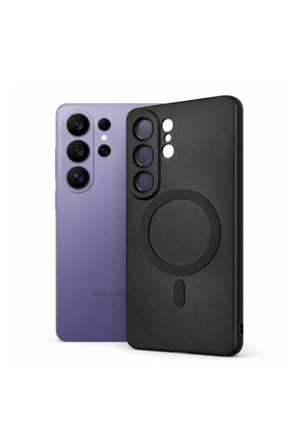 Carcasă pentru Samsung Galaxy S26 Ultra cu inel magnetic și protecții pentru cameră – Negru mat moale