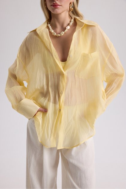 Darya Wrinkled Detail Yellow Shirt