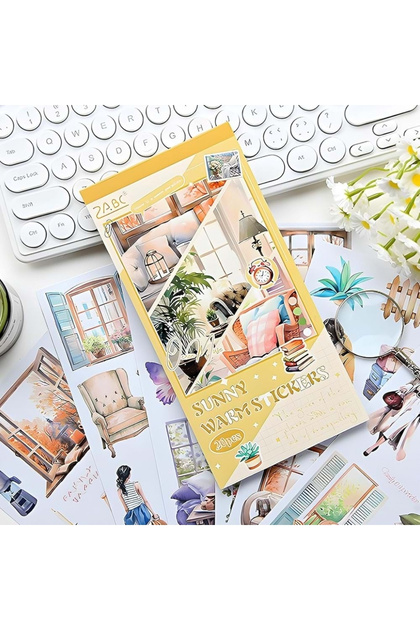 2 Sheets Transparent Sticker Bullet Journal Scrapbook Laptop Aestetic Yellow