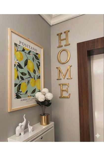 Kabartmalı HOME yazısı Duvar Kapı Süsü Dekorasyon