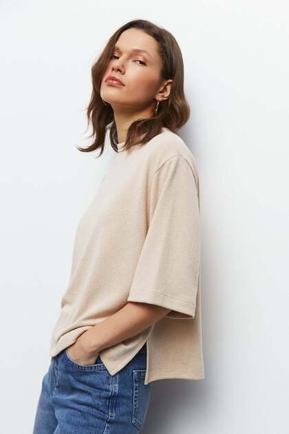 Sıfır Yaka Oversize T-Shirt