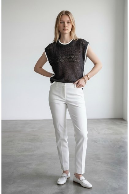 Women's Black Crew Neck Knit Sweater Blouse