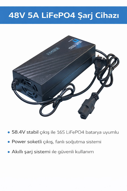 48V 5A LiFePO4 Şarj Cihazı 58.4V 5A (16S LFP)