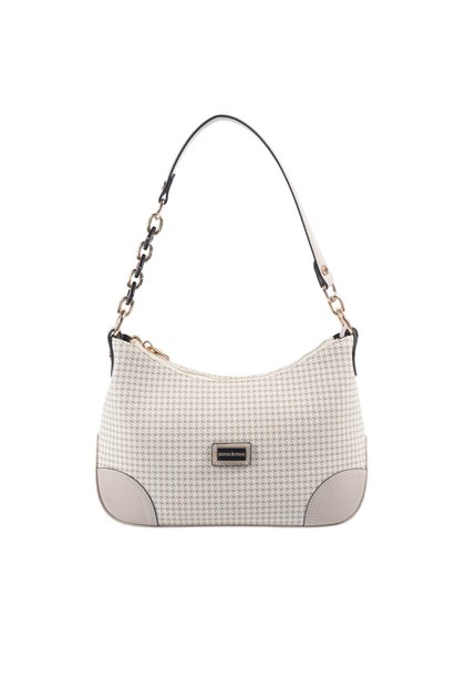 Sand - Sand Beige Houndstooth Plaid Women's Shoulder Bag Sp1277
