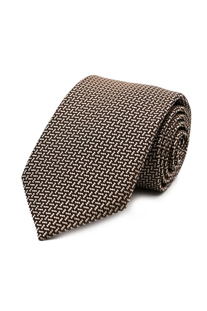 Coffee Cream Small Patterned Special Silk Tie 31824 Coffee