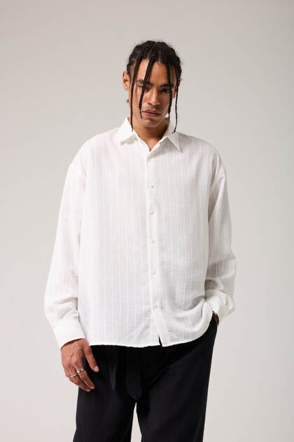 Linen Look Striped Shirt