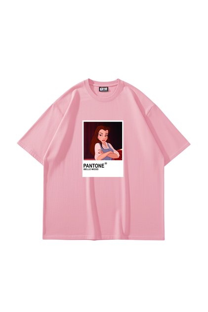 Belle Mood Printed Oversized Unisex Pink Tshirt