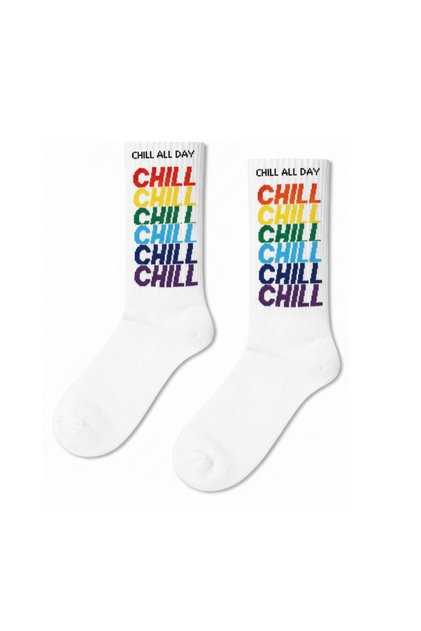 Chill Written White Tennis Socks