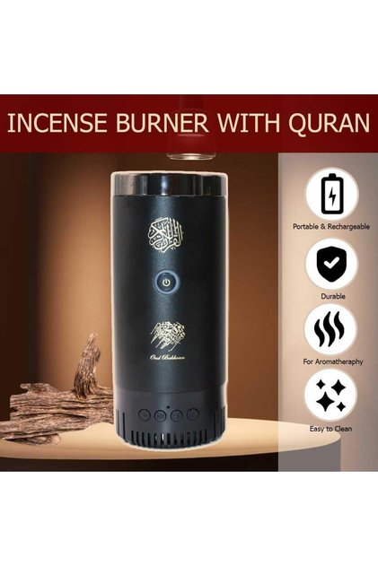Rechargeable Bakhoor Incense Oud Burner with Full Quran Speaker & Remote Control – Aromatherapy Di