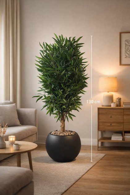130cm tall indoor artificial Bamboo tree – stylish home decor with a rounded pot