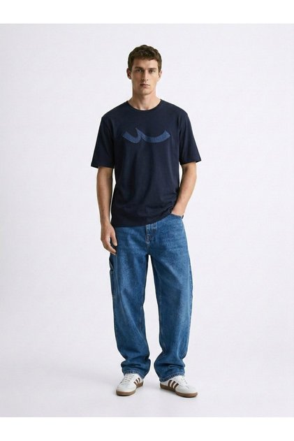 Logo Printed Navy Blue T-Shirt