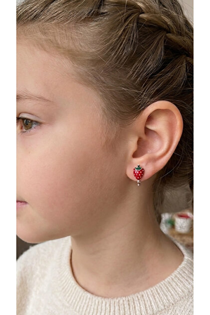 Strawberry Clip-On (Clip-On) Children's Earrings for Non-Perforated Ears