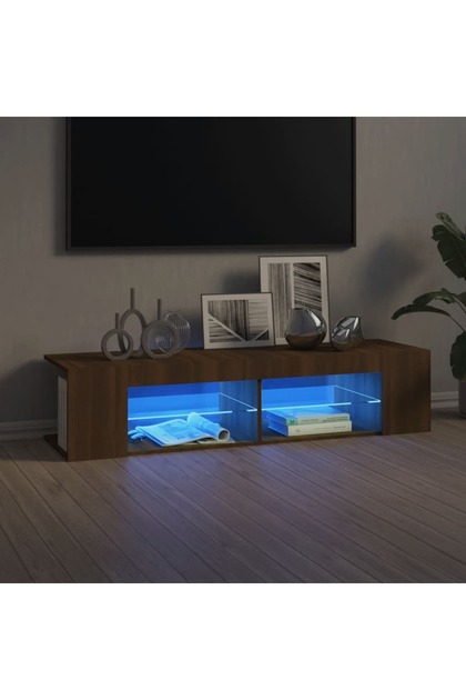 Comodă TV cu lumini LED, stejar maro, 135x39x30 cm