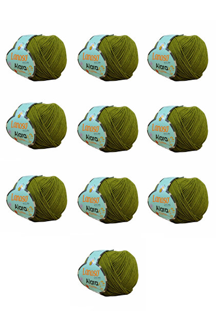 Alara Cotton Yarn 10-Pack 50 Gr 140 m P Cotton and a Acrylic 912) Amigurumi and Knitting Yarn