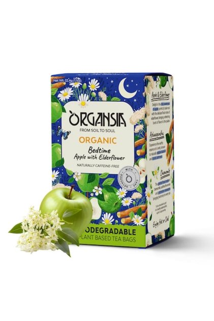 - Ceai organic pentru un somn odihnitor cu măr și flori de soc, 18 pliculețe