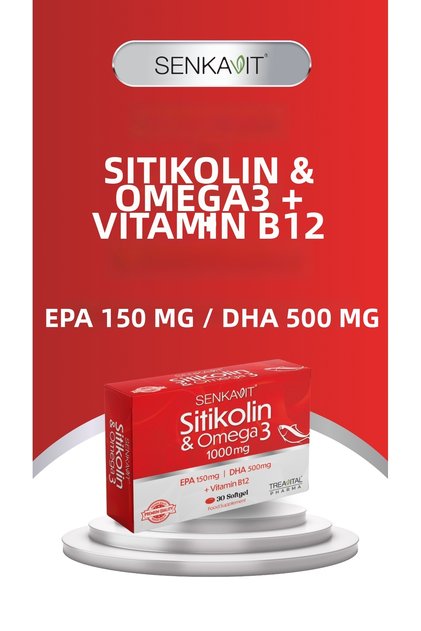 30 Soft Capsules Containing Sitikolin+Omega 3 and Vitamin B12