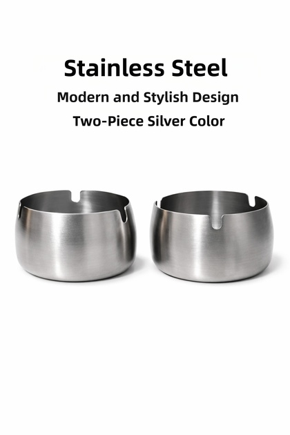 2 Pieces Gold-Silver Metal Ashtray Modern Design Stylish and Elegant Ashtray Gold Ash Tray