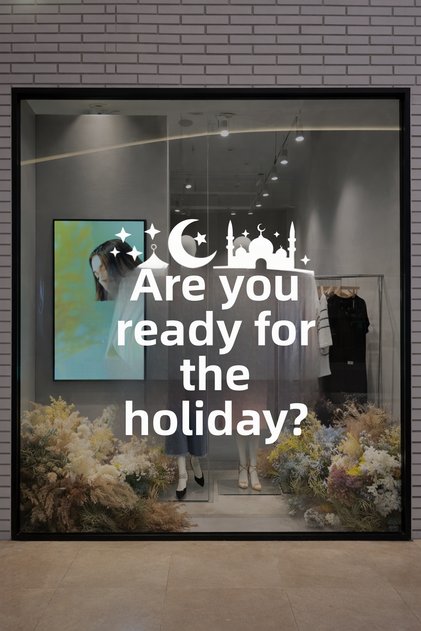 Are You Ready for the Festival? Window Display Sticker – Ramadan and Eid Al-Adha Store Window Signage