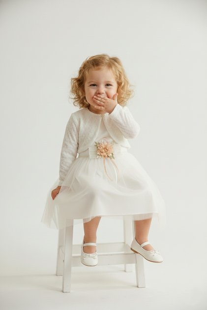 Baby girl tulle floral dress with bolero and floral appliqué tutu