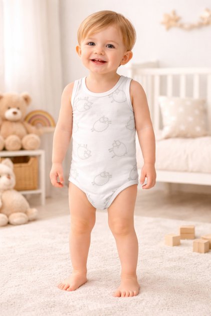Strappy Baby Kids 100% Cotton Snap Fastener Bodysuit Colorful Patterned Girl/Boy/Unisex 1-3 Years Old