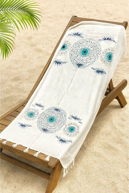 Bamboo Printed Beach Towel Peshtemal Organic Bamboo 90X170 Thin Peshtemal