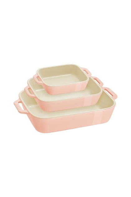 Seramik Fırın Kabı Seti 3'lü Pembe