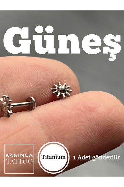 Güneş Titanyum Piercing Kulak Forward Helix Flat Dudak Conch Burun Nostril Tragus Küpe