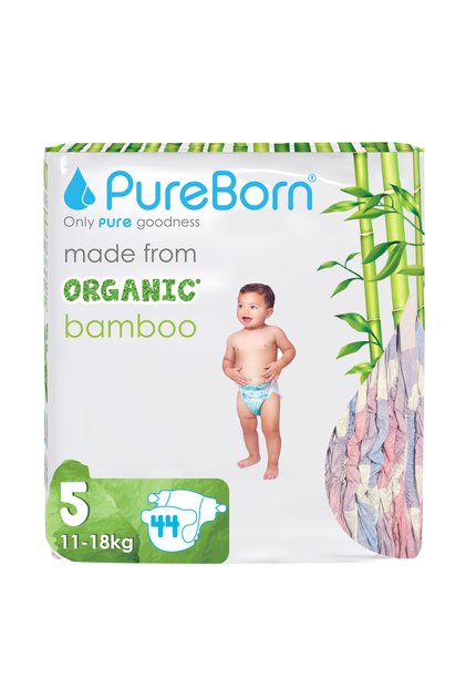 Organic Diapers Size 5 For 11-18 Kg Value Pack 44pcs with Assorted  Print