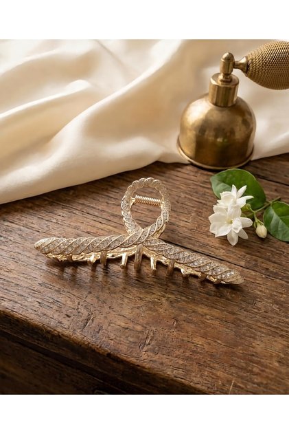 Gold Renk Zirkon Taşlı Sarmal Model Kadın Mandal Toka