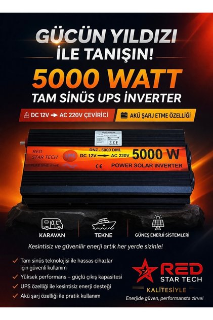 Akü şarj eder. UPS INVERTER 5000 watt tam sinüs 12-220 çevirici