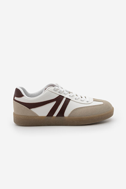 Marjin Tiyone Claret Red Women's Sneakers - Lace-Up and Flat Sole