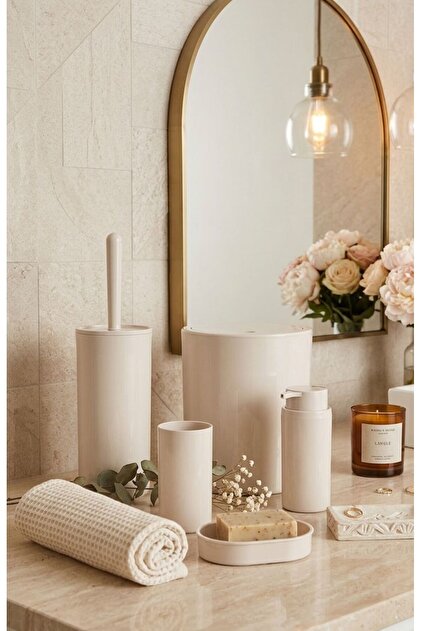 Okyanus Home Bej Yuvarlak 5'li Banyo Seti - Fiyatı, Yorumları