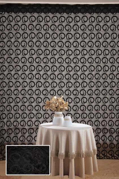 Vakko Model Black Color Rope Curtain Ready Made Buttons Sewn on Rope Curtain 300*270 cm