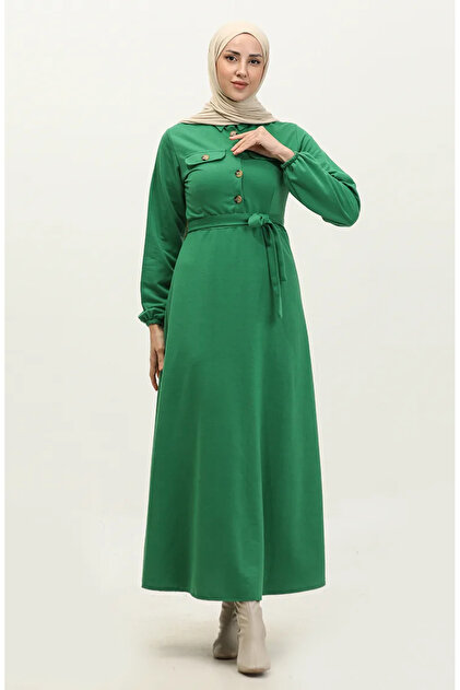 sefamerve Emerald Green Cup Dress - Pocket Detailed 0331-02- Trendyol sefamerve Emerald Green Cup Dress - Pocket Detailed 0331-02- Trendyol