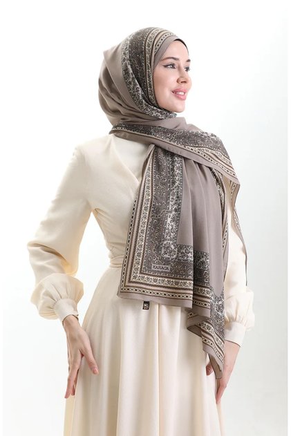 Karaca Gemusterter Mio Schal 82012-03 Nerz